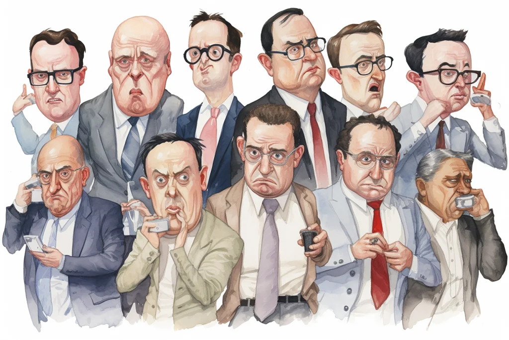 Illustration of pessimistic American businessmen