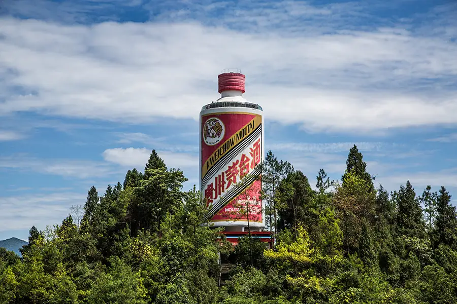 A Moutai bottle statue in Guizhou, China