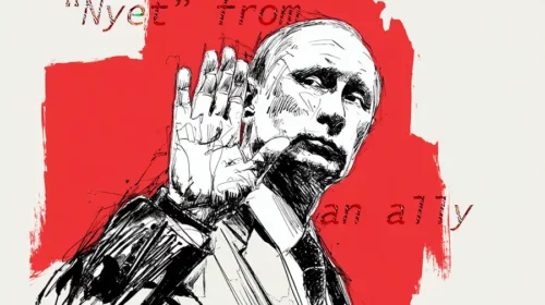 Illustration of Russia saying no to Chinese car import
