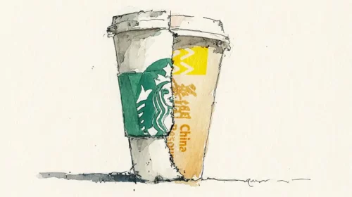 Illustration of Starbucks' potential deal with China Resources