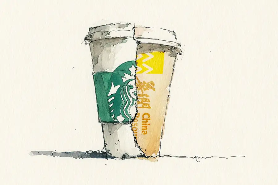 Illustration of Starbucks' potential deal with China Resources