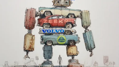 Illustration of the umbrella brand of Geely, which includes Zeekr, Volvo, Lotus.