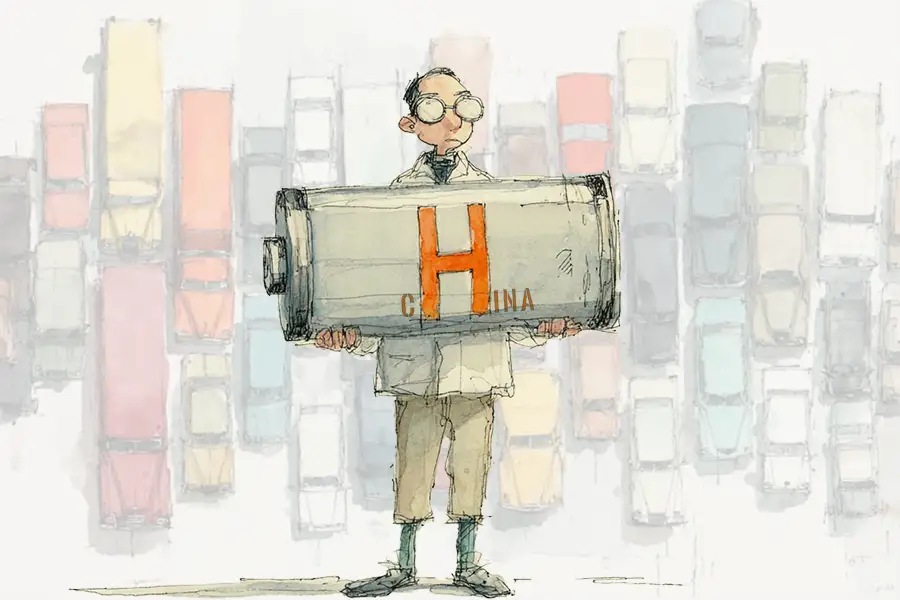 Illustration of China's hydrogen battery industry
