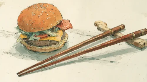 Illustration of a western fast food in China