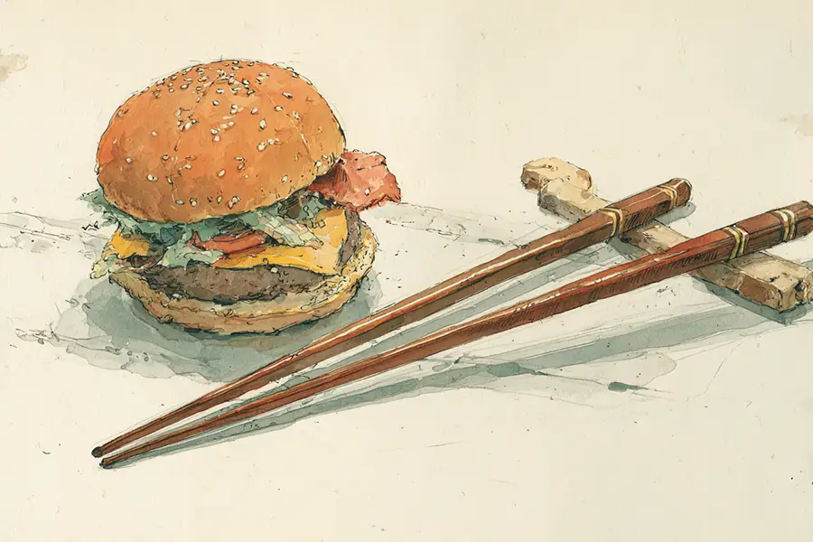 Illustration of a western fast food in China