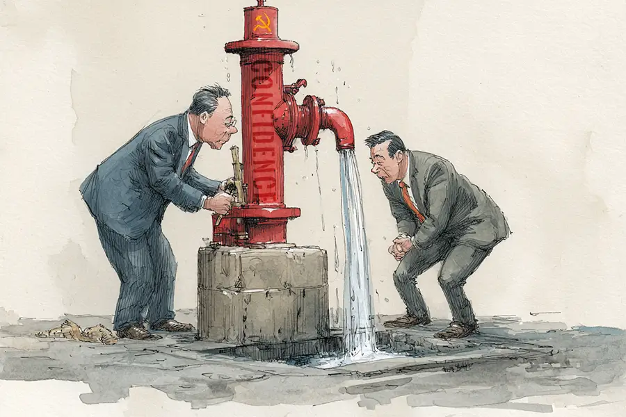Illustration of Chinese government pumping confidence into stock market