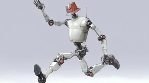 Illustration of a dancing Unitree robot