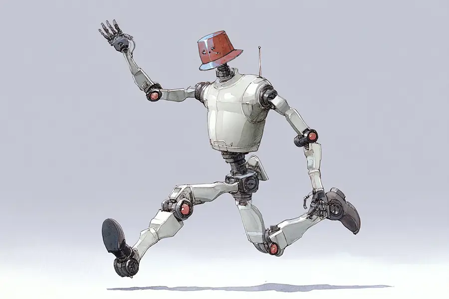 Illustration of a dancing Unitree robot