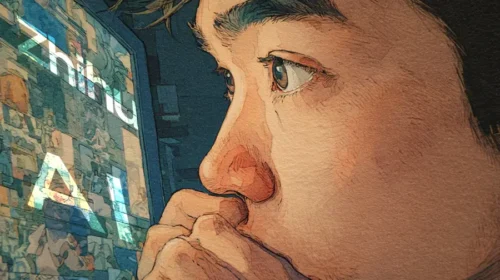 Illustration of Zhihu challenged by AI