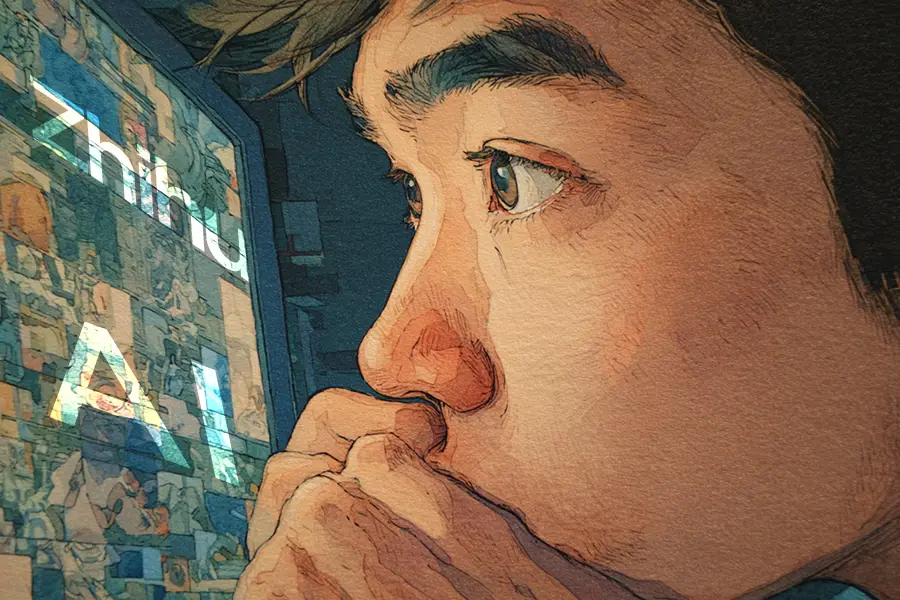 Illustration of Zhihu challenged by AI