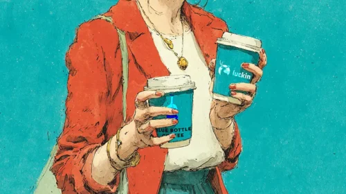 Illustration of luckin acquires blue bottle