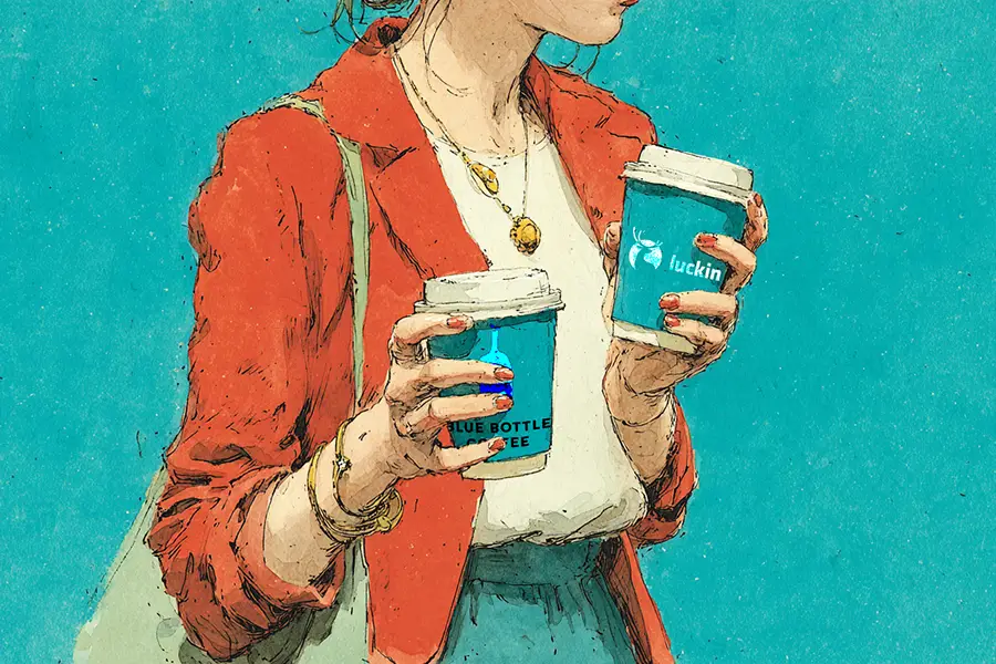Illustration of luckin acquires blue bottle