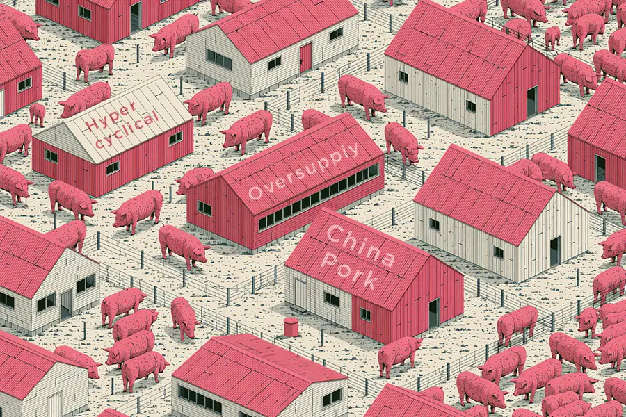 Illustration of the problems in China's pork industry