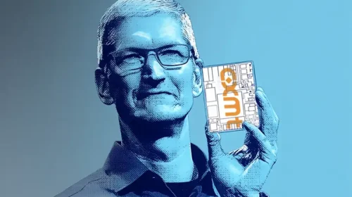 Illustration of Apple's Tim Cook and CXMT's memory