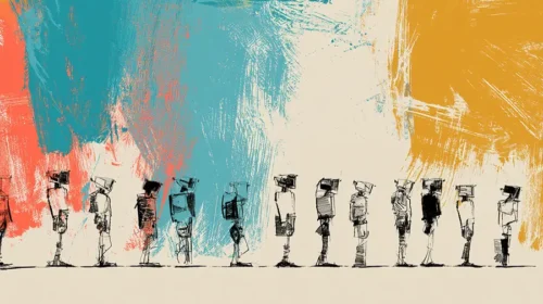 Illustration of humanoid robots